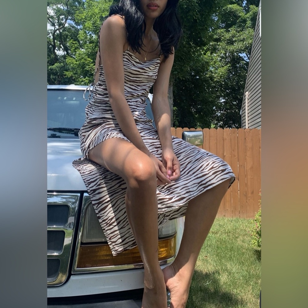 Motel Mirzani Strappy Black Slip Dress